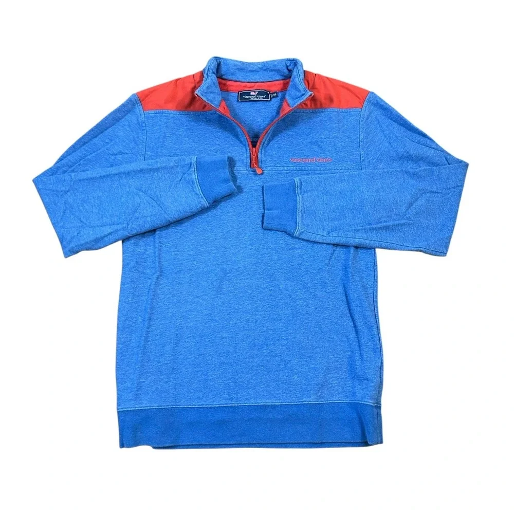 Vineyard Vines Sweater Pullover Golf 1/4 Zip Mens Size XS Blue Red Cotton‎